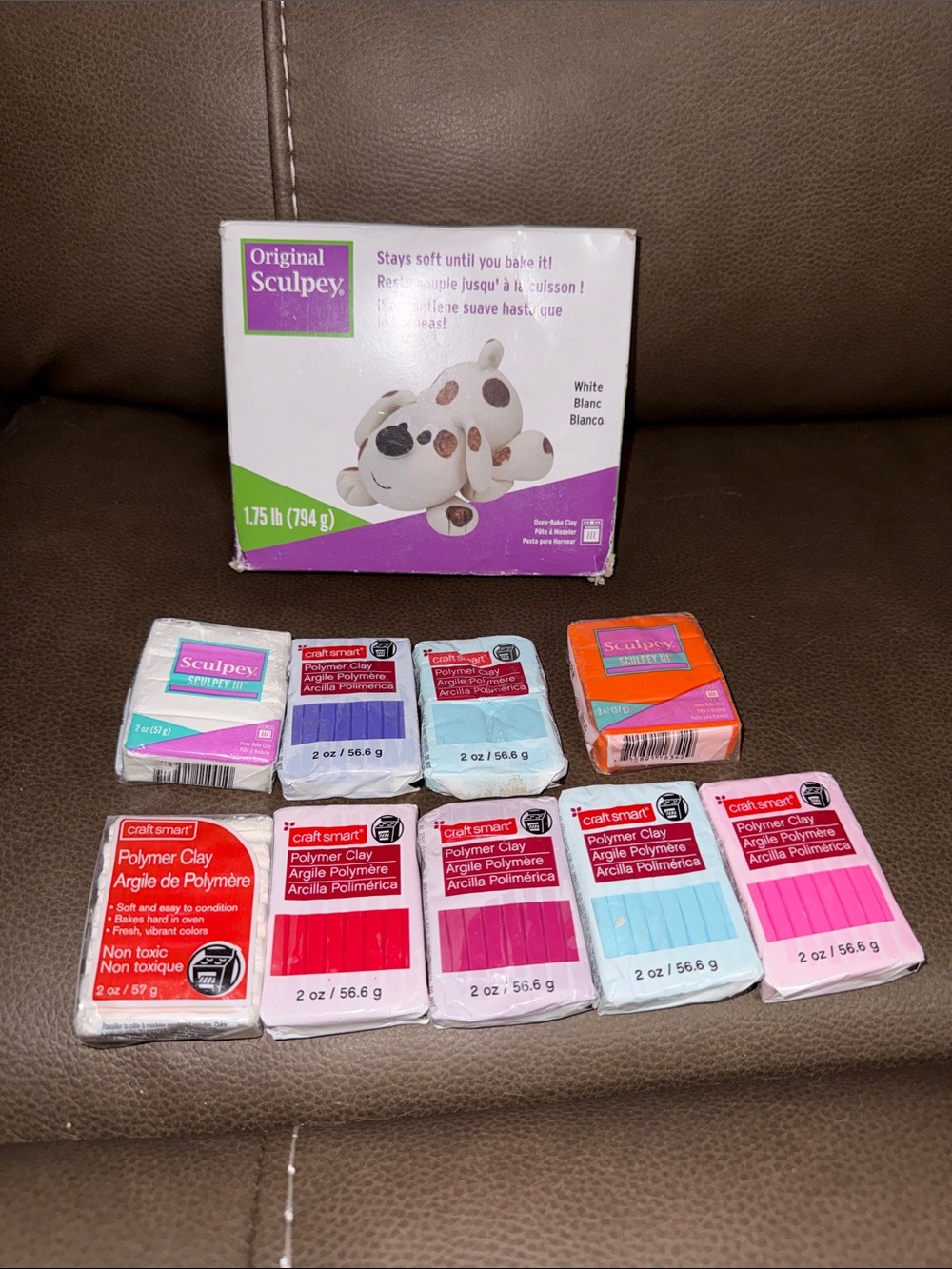 Original Sculpey White Polymer Clay and Assorted Colored Clay Pack
